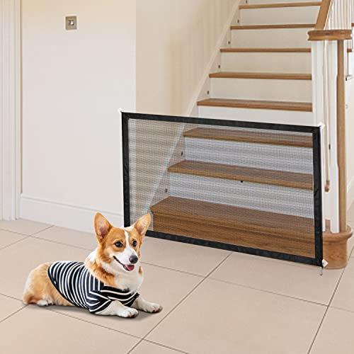Nobleza - Magisches Hundetor 110 x 72 cm, Faltbare Sicherheitsbarriere aus Netz, ausziehbare Sicherheitsbarriere für Hunde für Treppen und Flure, Innen- und Außenbereiche