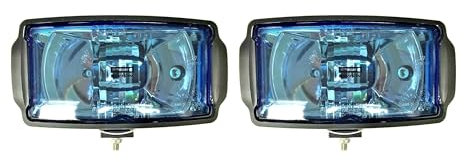 MelTruck® 2x Fernscheinwerfer Zusatzscheinwerfer H3 Halogen 12V 24V Positionslicht Fernlicht Blau für LKW (Blau Scheinwerfer ohne Glühbirnen)