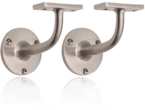 EAI Satin Nickel Handrail Brackets for Wood / Steel Stair Bannister, 2 Pack