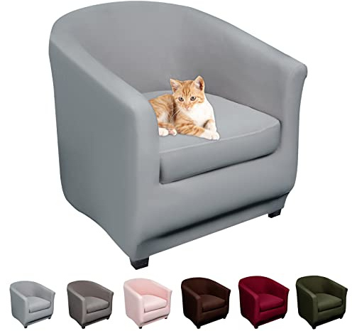Lydevo Sesselhussen Clubsessel Stretch Sesselschoner Sesselbezug Tub Chair Cover Couchbezug Elastisch Anti-Rutsch Club Sesselüberwürfe Husse für Loungesessel,Hellgrau
