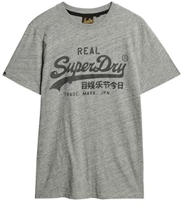 Superdry Herren Vintage Logo T-Shirt Sportlich Grau Meliert L