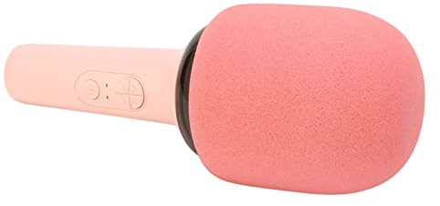 Sångmikrofon, AI Smart Röstbeställning Ljudkortsbehandlingschip 5 Ambient Light Modes Bluetooth-mikrofon i Ett Stycke för Baby Home (Rosa)