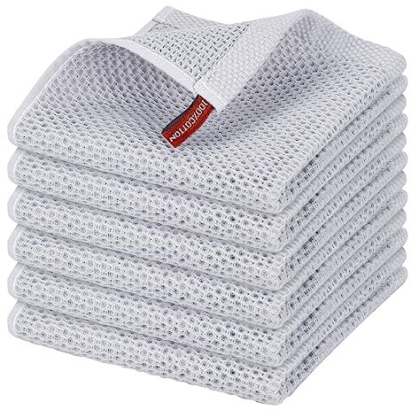 Nialnant Strofinaccio da cucina in 100% cotone, tessuto a nido d'ape, strofinacci super morbidi e assorbenti, per lavare i piatti, 30,5 x 30,5 cm, grigio chiaro