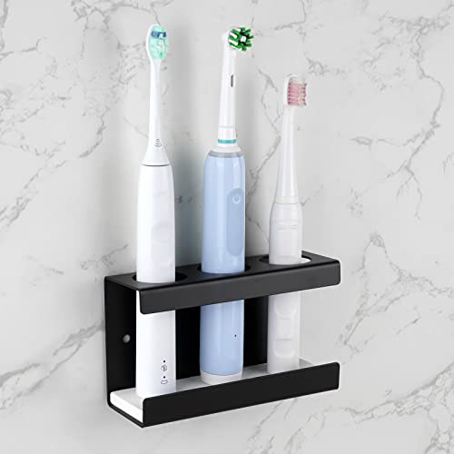 Adorila Elektrischer Zahnbürstenhalter für Badezimmer-Wand, selbstklebendes Zahnbürstenregal mit Kieselgur-Schale, kompatibel mit Philips 4100, 5100, 6100, 6500, 7500, 9300 (Schwarz)