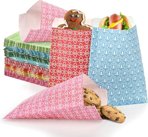 Hacaroa 320 Stück Papiertüten für Oster-Leckereien, 12,7 x 17,8 cm, klein, bunt, Partyzubehör, biologisch abbaubar, Süßigkeiten-Buffet-Tüten, Geschenktüten für Geburtstag, Babyparty, Hochzeit