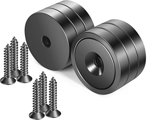 Neosmuk Neodym Magnete mit Loch, 50kg Extra Stark, Runde Magnete zum Anschrauben, Magnet mit Gewinde, Starke Magnete zum Schrauben(6er Set, Schwarz)