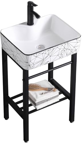 Einzelbecken badezimmer waschbecken universalspüle Spülbecken für eine Waschküche keramik handwaschbecken spültisch Garagenspüle Waschküche,Mit zwei Stile,geeignet für Badezimmer,Schlafzimmer (Color