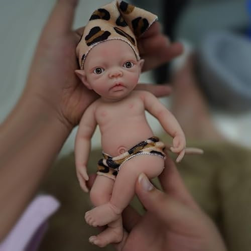 Realistic Mini Elf Silicone 7 Inch Reborn Elf Doll Real Life Realistic Mini Doll for Kids Stress Relief Handmade (Child)