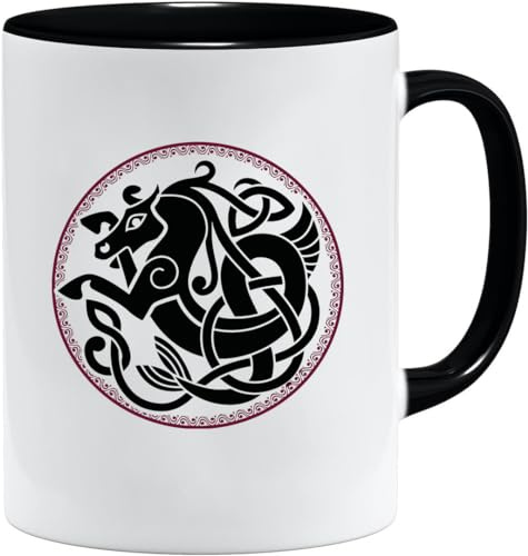 Nordisk vikingakopp | mugg present presentidé för gamla män pappa morfar kaffekopp vikingamotiv dödskalle öl-thors hammare (VIKING020)