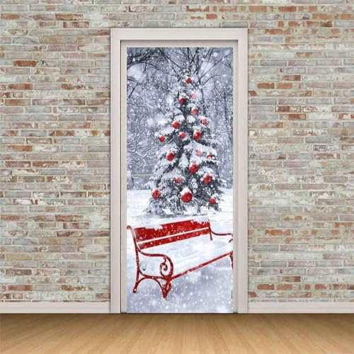 3D Türtapete Selbstklebend Türposter - Weihnachtsbaum Weihnachten 90 X 210 Cm - Türaufkleber Fototapete Abziehen Und Aufkleben Türfolie Poster Tapete - Kinderzimmer Wohnzimmer Küche Schlafzim -1A7J7X5