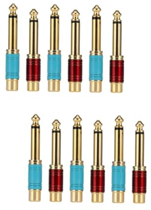 Artibetter 12piezas Adaptador De Audio Mono Macho Hembra Conector para Guitarra y Mezclador Color Aleatorio