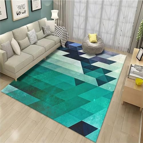Flickenteppich Waschbar Rugs for Bedroom Grünes Dreieck geometrisches Muster Sofa Teppich Schlafzimmer Zubehör kann angepasst Werden Spiel Teppiche 60X90CM