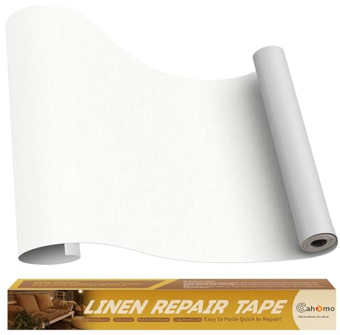 Flicken Selbstklebend Stoff, Cahomo Leinenstoff Patches Selbstklebend, 40x230 cm Leinen Reparatur Patches für Sofa, Autositze, Bootssitze, Bürostuhl, Vorhang - Weiß