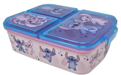 Theonoi Boîte repas pour enfant - Boîte à déjeuner pour enfant avec compartiments - Boite à goûter pour la maternelle - En plastique sans BPA (Lilo and Stitch)