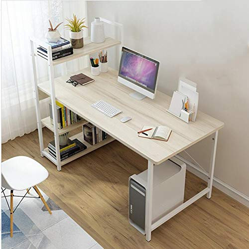WLCNYL Schreibtisch aus Massivholz, Desktop-Computertisch mit Bücherregal, moderner, einfacher Schreibtisch, PC-Laptop-Tisch, großer Spieltisch, Home-Office-Arbeitsplatz