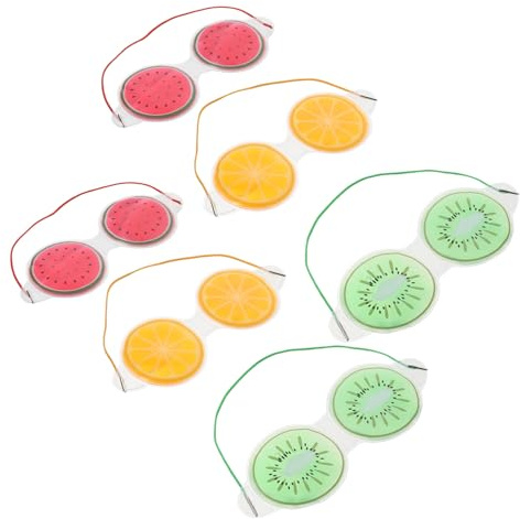 DRESSOOS 6 Stück Kühlende Gel Augenmasken in Cartoon Fruchtform Weich Wiederverwendbar Zur Entspannung Und Linderung Von Augenbelastung Für Zuhause Und Büro