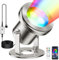LyLmLe Faretti per Laghetto Controllo APP, 6W RGB Luci Sommergibili LED per Laghetti Acciaio Inox Subacquea con Trasformatore 12V, Lampade per Fontane Impermeabili IP68 per Acquario, Cavo Nero
