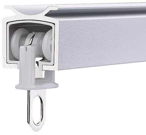Binario da soffitto silenzioso bianco per tende, resistente, doppio binario per tende con texture smerigliata, asta montata a parete o soffitto, per soggiorno, hotel, ospedale, aule, funzionamento