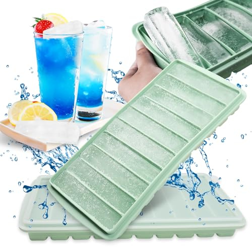 GZYYANG Bac a Glacon en Silicone, Bac a Glacons Avec Couvercle Bebe, Bac à Glacon Sans Bisphénol A, Glacons Moule à 10 Compartiments, Convient Pour les Boissons Glacées, le Whisky et les Cocktails