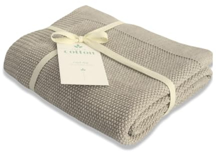 Just in Cotton Premium Babydecke aus 100% Merinowolle – 75 x 100 cm Perfekte Neugeborenen- & Winterdecke mit Heilwolle für Ihr Baby Merino Dunkel Taupe