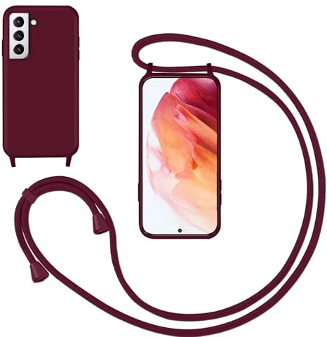 GoodcAcy Silikon Handykette Handyhülle für Samsung Galaxy S21,Smartphone Necklace Hülle mit Band Schutzhülle mit Kette zum umhängen Halskette Flüssig Silikon Case für Samsung Galaxy S21,Rot
