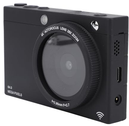 Rankomu Fotocamera digitale 4K, 64MP autofocus Vlogging fotocamera con schermo da 2,83 pollici, zoom digitale 28x, videocamera portatile compatta da viaggio, filtro retrò