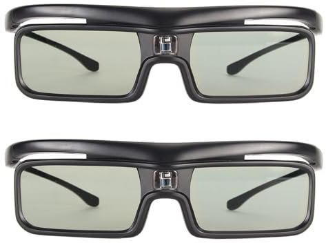 3D-glasögon för LTV-2500/3000 Pro/3500 Pro, Laddningsbar Aktiv Slutare, 40 Timmar Batteri, Lätt Komfort Passar med Rengöringsduk och Fodral (2 pack)