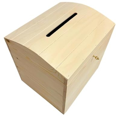 Wooden World - Holzbox für Briefumschläge oder Wahlurne - Box mit Loch zum Einstecken von Briefumschlägen - 25 x 29 x 29 cm