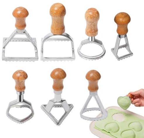 Découpeur à Dumplings | Kit de Fabrication de Raviolis 7 Pièces avec Emporte-Pièce Ergonomique,Accessoire Cuisine pour Pâtes Cadeau Fêtes et Anniversaires