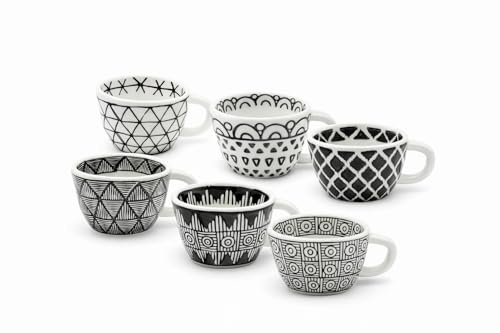 LEONARDO LUXURY HOME DESIGN Set 6 Pezzi Namy Cup Tazze da Caffè 75 ml Porcellana Finitura Liscia e Raffinata Elegante Idea Regalo