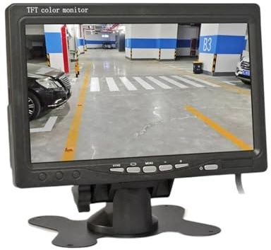 AYJYZHIAG Monitor de visión Trasera for Coche, Pantalla LCD TFT de 7 Pulgadas, 1024 x 600 AHD, Compatible con cámara AHD de 1080P y 2 entradas de vídeo de 4 Pines.