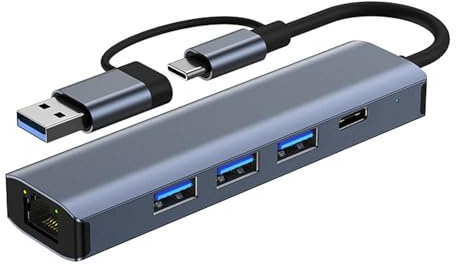 Adaptador Ethernet RJ45 de 100 mbps/1000 mbps con estación de acoplamiento USB 3.0 USB 2.0 tipo C para conexión a Internet, solución de red doméstica