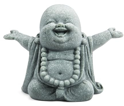YGHSZ Buddha Sandstone Statues, Zen Monk Praying Statue Sculptures Ornament for Wealth Good Luck Feng Shui Decor Home Office Car Decoration，Stone Statues for Home Decor Garden Aquarium