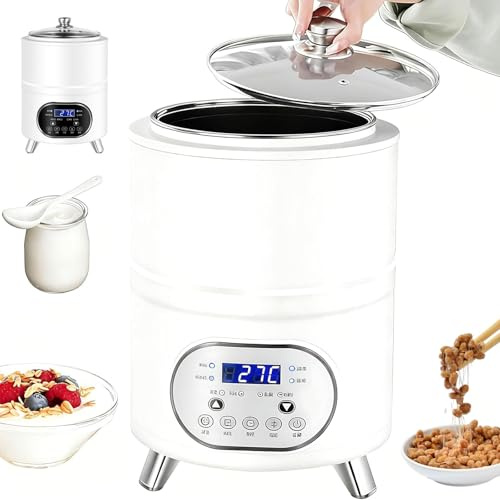 ZEEKYFOR Macchina per La Fermentazione con Timer, Yogurtiera Digitale da 8/12 Litri per Latte Fermentato/Vino di Riso Dolce/Macedonia di Frutta, Termostato Regolabile 25-80℃ White 12L