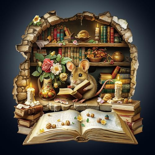 Wooden Puzzles for Adults, 280Pcs Scholar Mouse Wood Puzzle Adult, Unique Animal Shape Jigsaw Puzzles with Wood Box, Christmas Birthday Gifts for Family Friend (34 * 33cm)