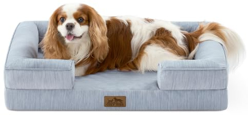 COZY KISS Cama Ortopédica Lavable para Perros Pequeños, Azul, M(76x51x15cm) | Sofá ortopédico con espuma de huevo, forro impermeable, lavable a máquina, antideslizante, tejido seco y transpirable