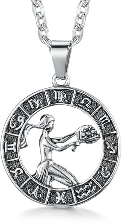 Pendentif Signe s pour Femmes et Hommes, en Acier Inoxydable, Constellation du Lion, Horoscope, médaillon rétro, Bijoux d'astrologie céleste