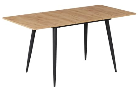 Vicco Esstisch Beaver, Goldkraft Eiche/Schwarz, 120-160 x 80 cm | ausziehbar, für flexible Nutzung als Ess- oder Arbeitstisch