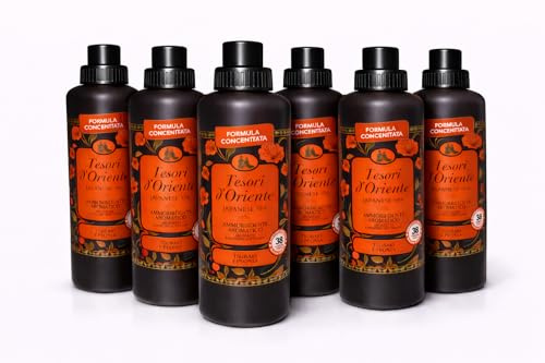 Tesori d’Oriente Weichspüler Konzentrat Japanese Spa – italienische Luxus-Duftpflege – Tsubaki & Peonia – 6er Pack (6 Flaschen) – langanhaltender Duft, extra weiche Wäsche Veltao