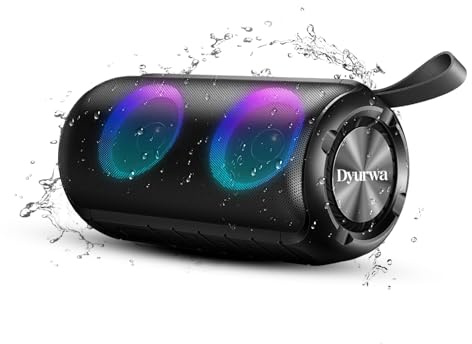 Dyurwa Portable Bluetooth Speaker, 30H Playtime, IPX7 Waterproof, 30W Wireless Speaker with Loud Stereo Sound, Bluetooth 5.3 TWS Pairing, RGB Lights, Music Box for Outdoor, Travel, Party, Gift Ideas