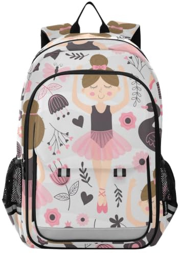 GuoChe Watercolor Seashell Kids Flip Top Backpack, Blush Cute Ballerina, One Size, Classic Kids Backpack