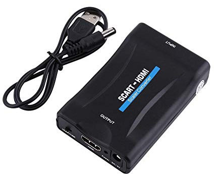 Tonysa Adaptateur Scart vers HDMI, Convertisseur Audio Vidéo/Scart Composite HDMI numérique| Sortie 720P 1080P| avec USB Câble| Compatible avec HDMI1.4