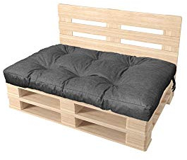 Pillows24 Palettenkissen Sitzfläche 120x80, Wasserabweisend & UV-fest | Palettenkissen Outdoor & Indoor für Europaletten 120x80, Palettenuflage für Palettensofa, für Garten, Made in EU, Graphit