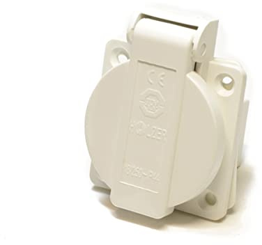 HOLZER Anbausteckdose 8 Stück IP44, Hohlraumsteckdose, Einbausteckdosen Schuko Anbau Steckdose 16A Feuchtraum / PA6 / + Flansch Dichtung (Weiß)