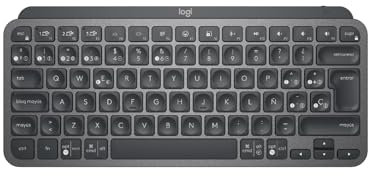 Logitech MX Keys Mini Teclado Inalámbrico Minimalista, Compacto, Bluetooth, Retroiluminado, USB-C, Compatible con Apple macOS, iOS, Windows, Linux, Android, de Metal, QWERTY Español - Gris oscuro
