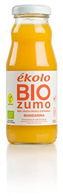 Ekolo Zumo de Mandarina Ecológico, 100% Exprimido, 12 Botellas x 200 ml, 2400 ml