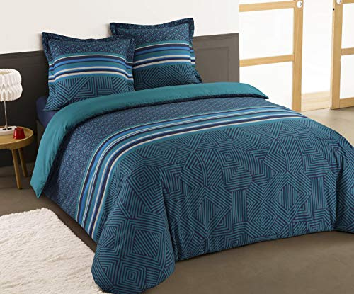 Vision - Bettwäsche Marco – Bettbezug 260 x 240 cm mit 2 Kissenbezügen für Kingsize-Doppelbett – 100% Baumwolle
