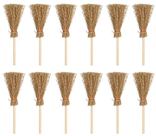 EXCEART Mini Broom with Red Rope 12Pcs Mini Brooms Decorative Craft DIY Decoration Party Hanging Festival Accessory (Large Size)