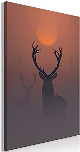 murando - Wandbilder Hirsch 60x90 cm Vlies Leinwandbild 1 tlg Kunstdruck modern Wandbilder Wanddekoration Design Wand Bild - Tiere Natur Wald Mond g-C-0316-b-a