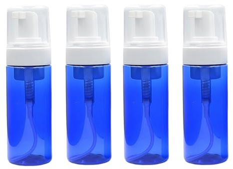 VASANA 4 x 100 ml leere blaue Kunststoff-Schäumspender Pumpflaschen Aufbewahrungsbehälter für Kosmetik, Gesichtsreiniger, Shampoo, Duschgel